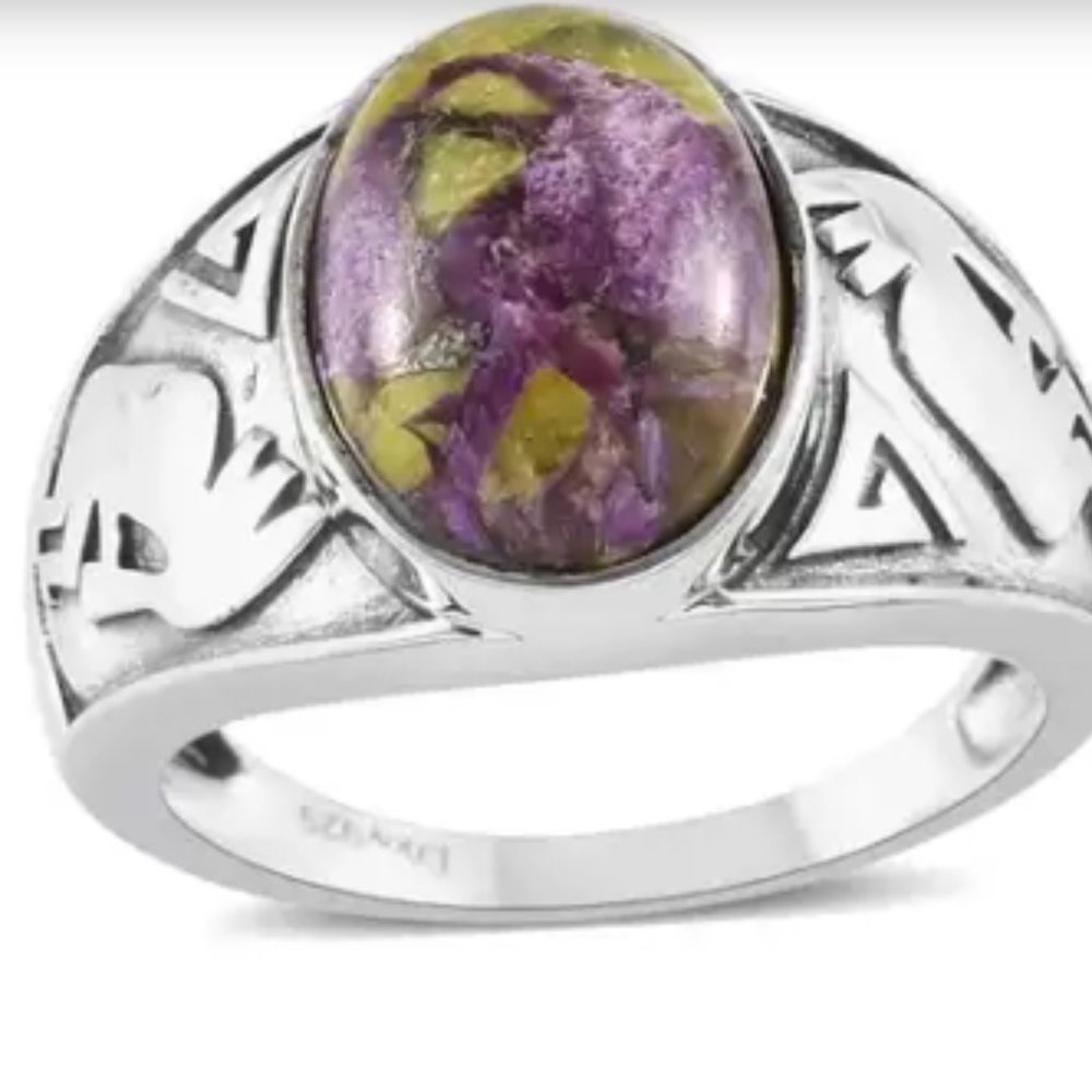Unisex Artisan Crafted Tasmanian Stichtite Ring in Sterling Silver 4.90 ctw